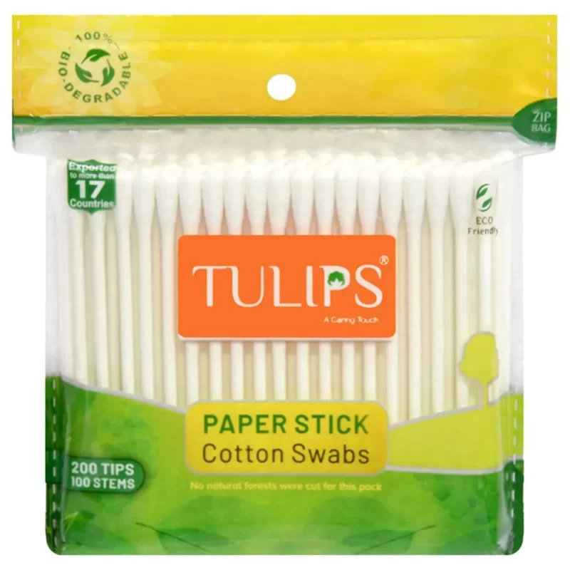 Tulips Paper Stick Cotton Swabs 100 Pcs