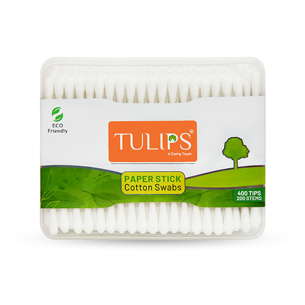 Tulips Paper Stick Cotton Buds - Flat Box 200 Pcs