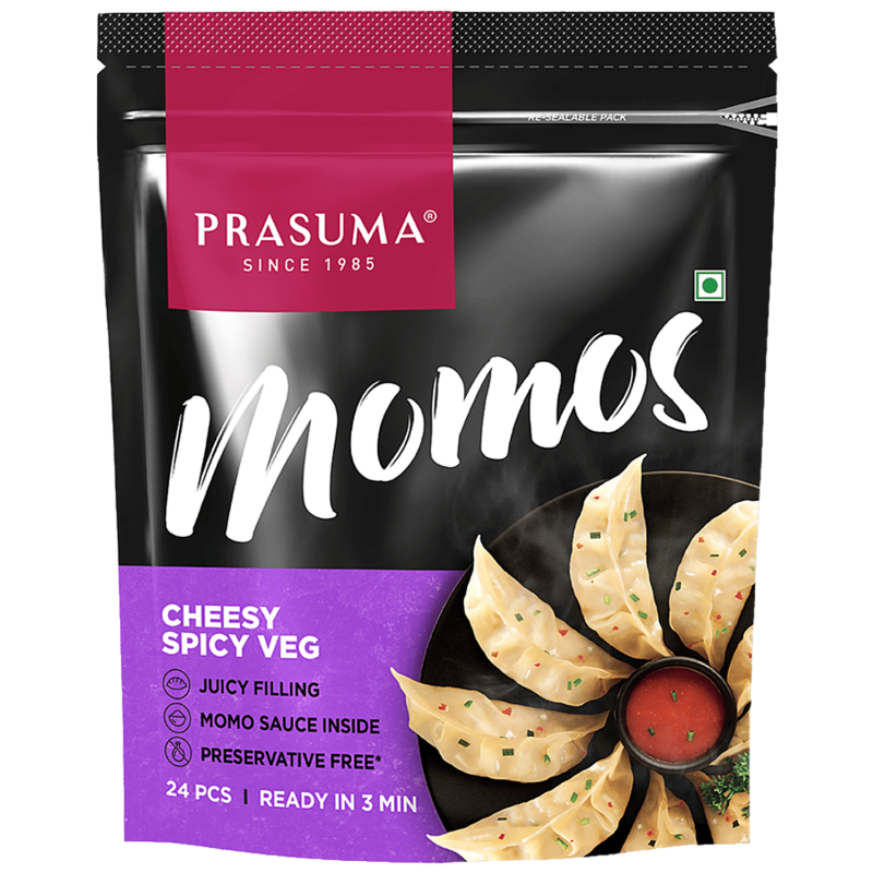 Prasuma Cheesy Spicy Veg Momos 24 Pcs