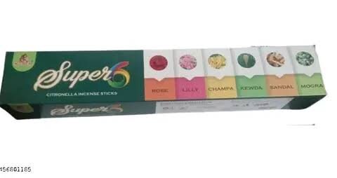Super 6 Citronella Incense Sticks Agarbatti 10 Sticks × 12 Pouches