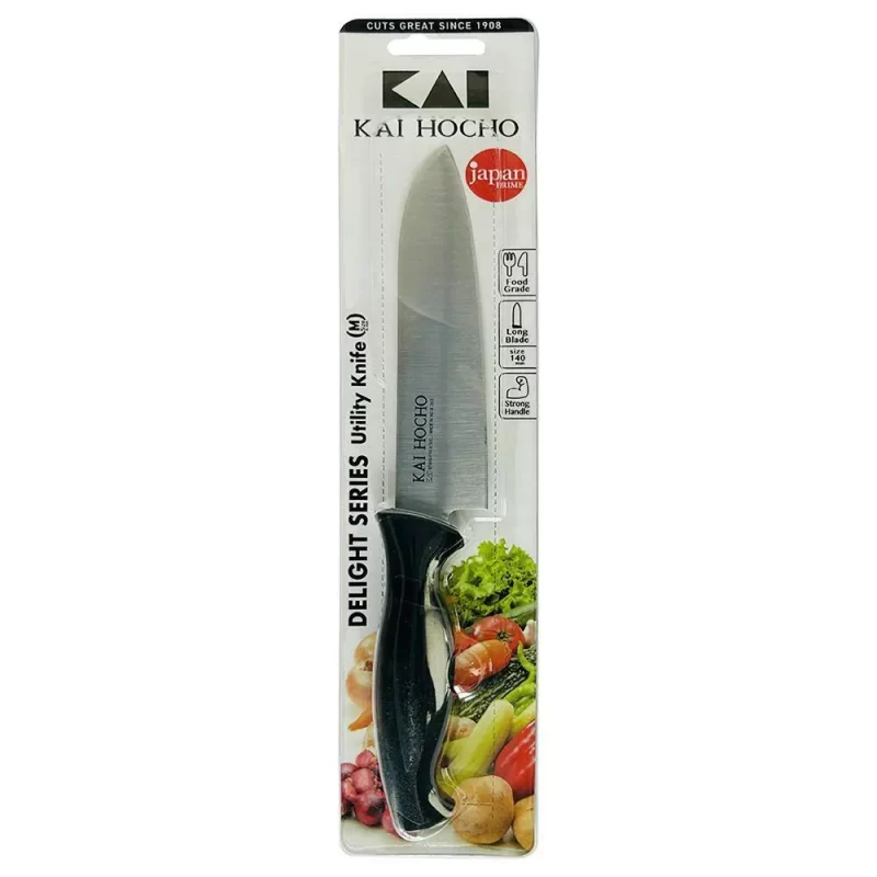 Kai Black Stainless Steel & Plastic Hocho Utility Knife Size (M) 140 mm